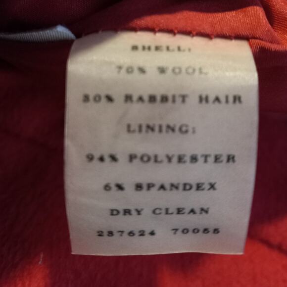 Ann Taylor Red Wool Rabbit Hair Skirt 6P Petite Career Ruffle Hem Office Siren - Picture 6 of 9